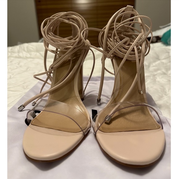 SCHUTZ Jessie Clear Strap Stiletto Sandal - Rose Nude/Transparent - Picture 2 of 9